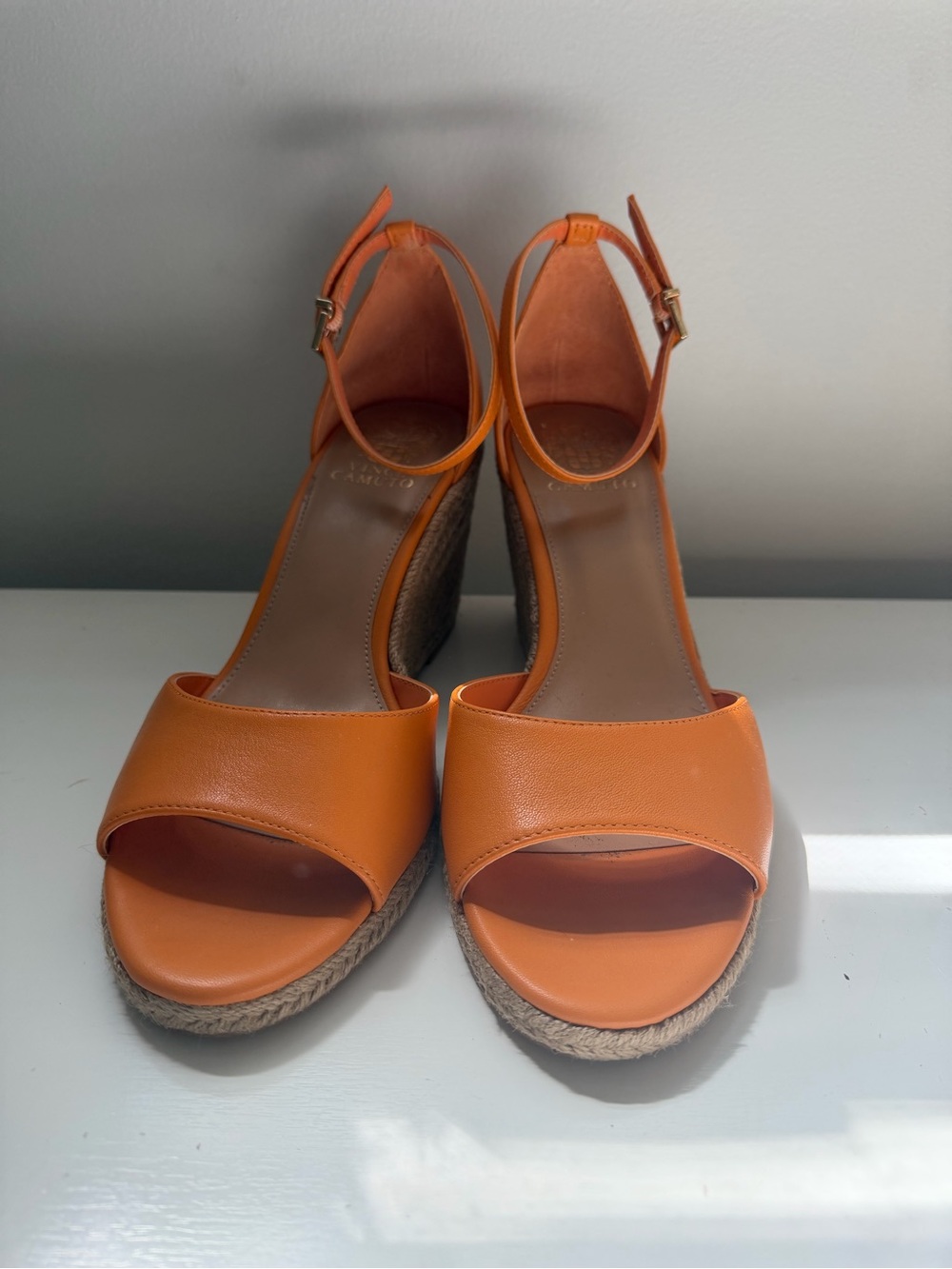 Vince Camuto Orange Espadrille Wedge Sandals with Ankle Strap sz 11 - Picture 2 of 6